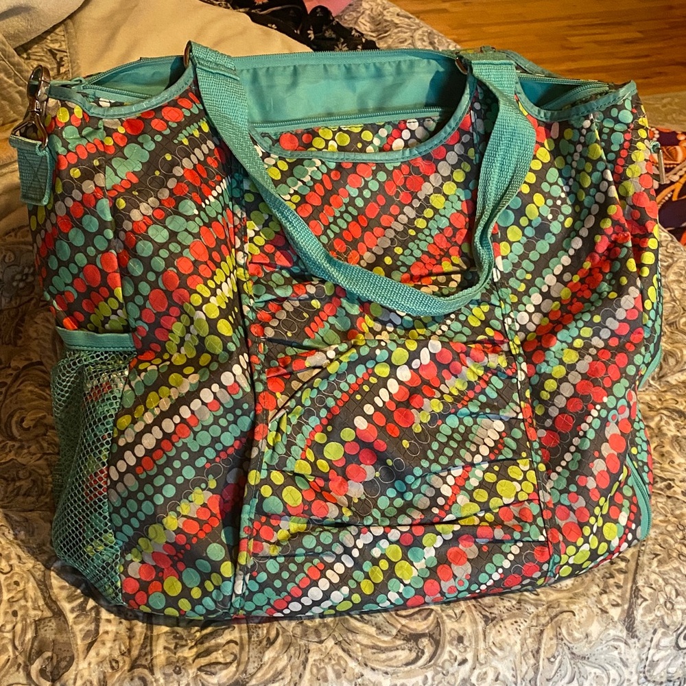 Thirty One Vibrant Multicolor Polka Dot yoga tote bag